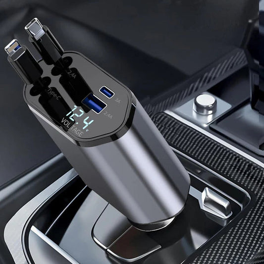 🎁 Flash Sale – Save 65% Today | 45W 4-in-1 Retractable Fast Car Charger for iPhone & Android 📱🚗