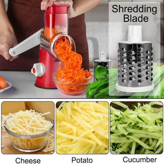 3-in-1 Rotary Vegetable Slicer & Grater – Easy Manual Cutter